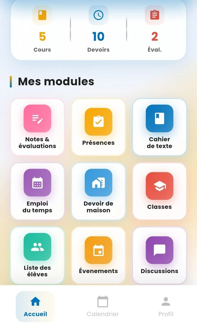 Tableau de bord mobile